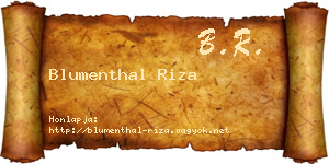 Blumenthal Riza névjegykártya